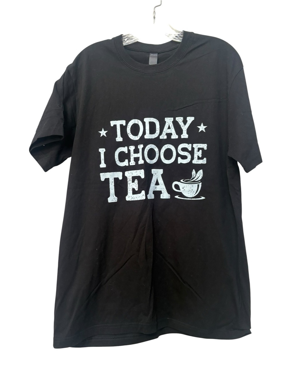 Black Graphic Tee "Today I Choose Tea" teacup 100% Cotton NWOT size L - Picture 1 of 3